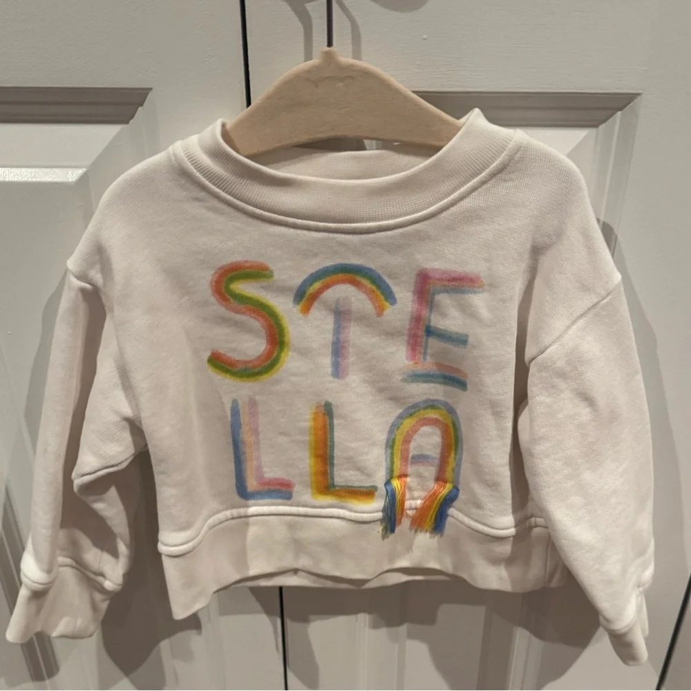 Baby Girl Stella McCartney Rainbow Logo Sweatshirt Hoodie White Toddler 2T Kids - Picture 5 of 7